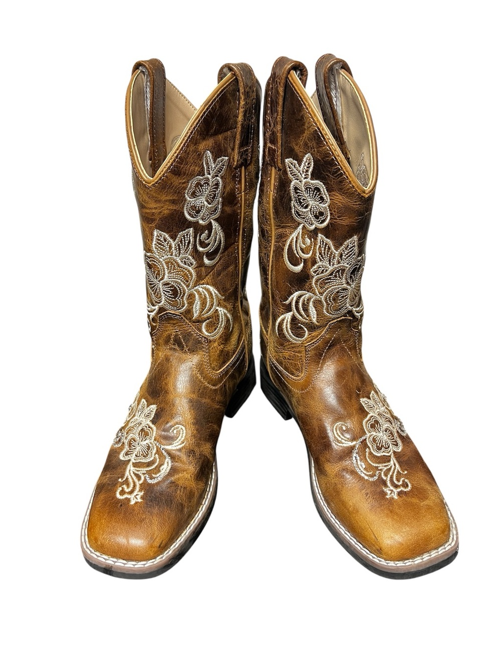 SHYANNE GIRLS' LITTLE LASY FLORAL EMBROIDERED WESTERN BOOTS - BROAD SQUARE TOE